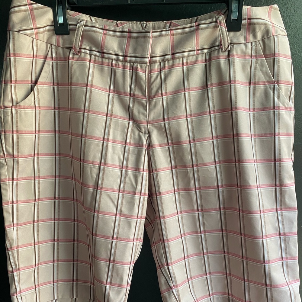Adidas Pink and Brown Plaid Climalite Golf Shorts